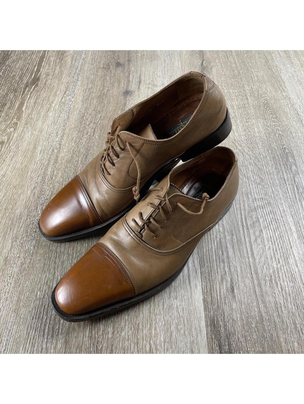 Zelli Cap Toe Oxford Dress Shoe Contrast Rustic Brown Size 8.5D Steampunk